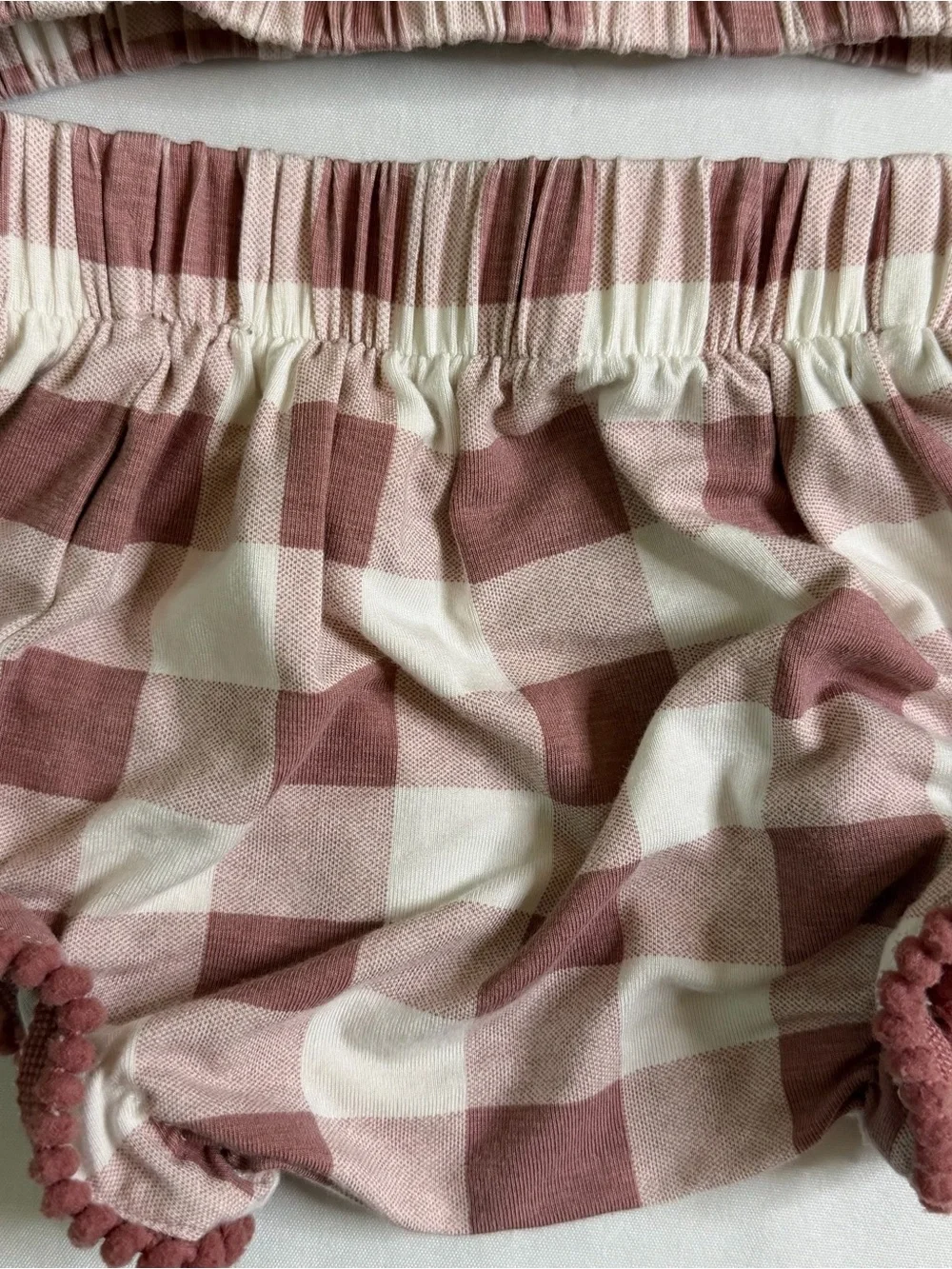 kate quinn Mauve and Cream Gingham Two-Piece Baby Set